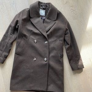 Frank & oak brown wool coat oversized XS